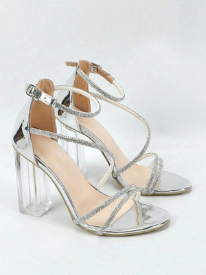 SHOEFLAIR Women Heels(Silver , 7)