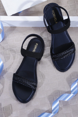 black flat sandals slip on