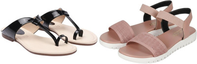 Kuhu Creations Women Flats(Pink, Black , 6)
