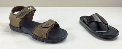 Classica Men Sandals(Brown, Black , 9)