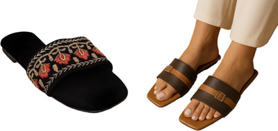 Dualstep Women Flats(Brown, Black , 6)