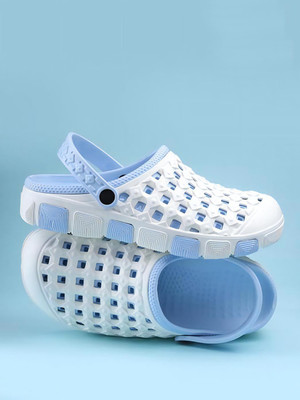 TR Men Clogs(White, Blue , 9)