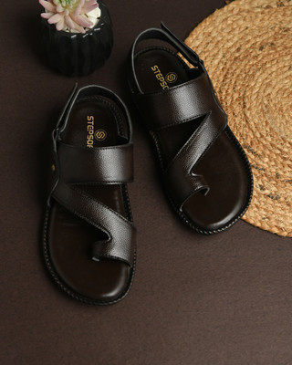 Stepsoft Handcrafted Faux Leather Sandals for Men with Toe Strap Backstrap Comfort Men Casual(Brown , 8)