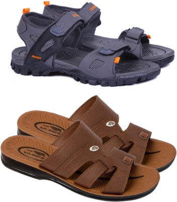 asian Men Sandals(Tan, Grey , 10)