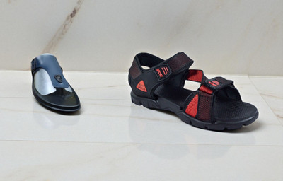 Classica Men Sandals(Blue, Black, Red , 9)