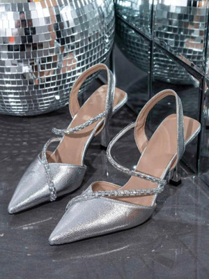 soniacollection Women Heels(Silver , 5)