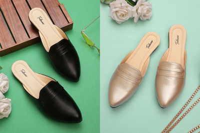 Todhwear Women Heels(Gold, Black , 5)