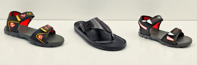 Classica Men Sandals(Black, Brown, Black, Red , 7)