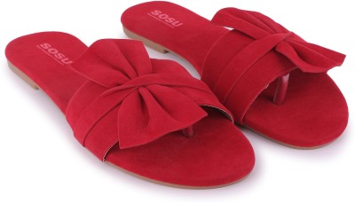 CLOSKO Women Flats(Red , 4)