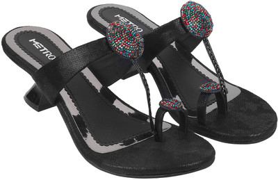 METRO Women Heels(Black , 4)