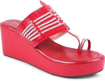 STEPT6 Women Wedges(Red , 8)