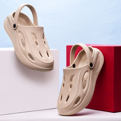 Zoom Shoes Ultra Soft Waterproof Daily Wear with Adjustable Back Strap Anti-Skid Comfort| Men Clogs(Beige , 7)