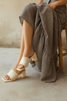 AK SKY Women Heels(Off White , 8)