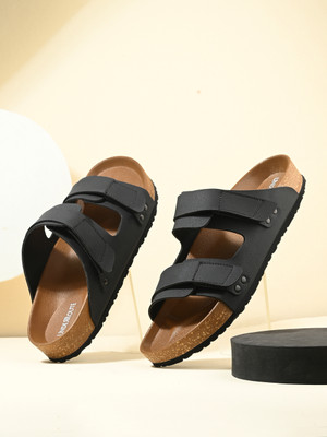 UNDERROUTE Stylish Dual Strap Buckle Design Men Sandals(Black , 13)