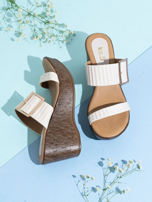 Inc.5 Casual Solid Round Toe Mules Women Wedges(Beige , 4)