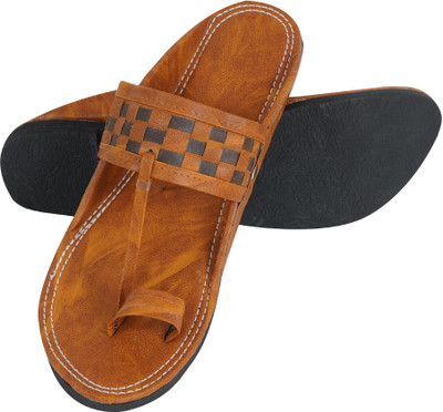 DFR Ethnic Sandals Men Rajasthani Slipper Chappals Men Casual(Tan , 9)