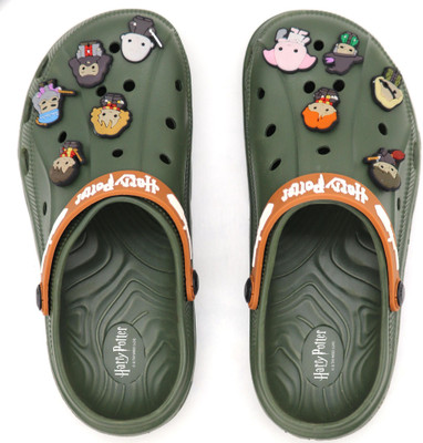 Svaar Harry Potter Magical Clogs for Men|10 Charms Included |with Signature Logo Strap Men Clogs(Olive , 9)