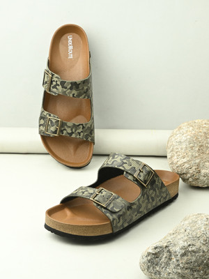 UNDERROUTE Trendy Camouflage Print Stylish Double Strap Men Sandals(Olive , 6)
