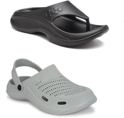 DEFLOW Men Sandals(Grey, Black , 7)