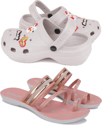 WINGSCRAFT Women Clogs(White, Pink , 7)