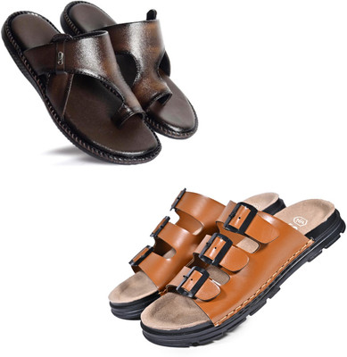 Walkivo Men Sandals(Brown, Tan , 6)
