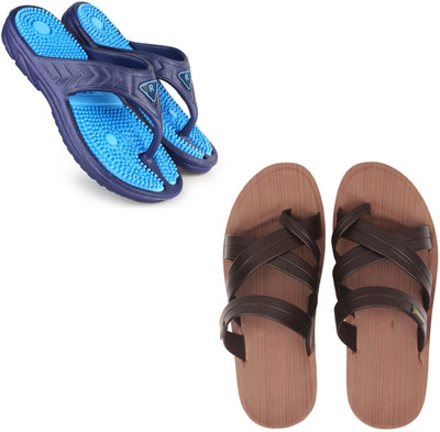 Vomoya Men Sandals(Blue, Brown , 10)