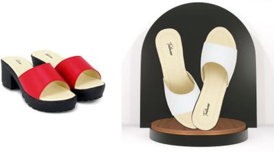 Todhwear Women Heels(Black, Red , 8)