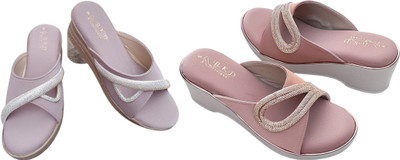 BKD FOOTWEAR Women Flats(Pink, Purple , 4)