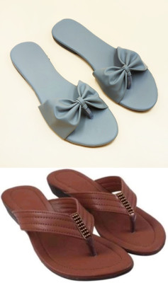 RTC ROYAL TRADING COMPANY Women Flats(Brown, Blue , 7)