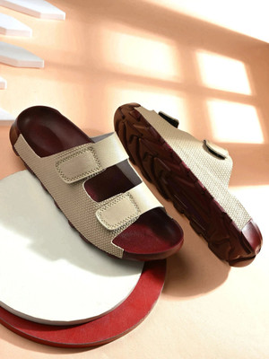 BIZORA Men Casual(Maroon, Beige , 9)