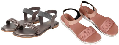 Kuhu Creations Women Flats(Pink, Grey , 5)