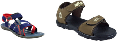Classica Men Sandals(Brown, Blue, Red , 7)