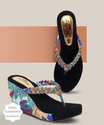 Zapatoz Women Wedges(Blue , 7)