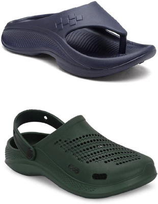 DEFLOW Men Sandals(Olive, Navy , 9)