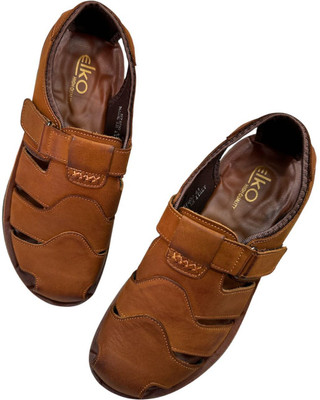 ELKO Men Flats(Brown , 8)