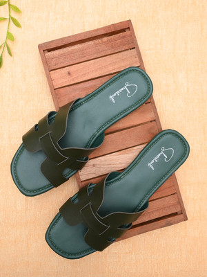 Shoestail Women Flats(Green , 5)