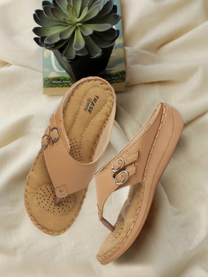 TRASE Soft Doctor Women Flats(Tan , 7)