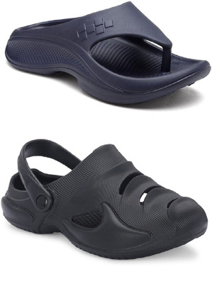 DEFLOW Men Sandals(Black, Navy , 10)