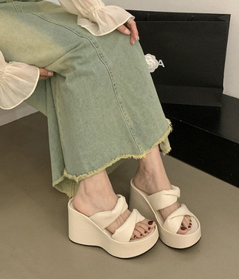 Gloglamp Women Wedges(Off White , 8)