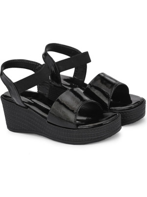 ROWKNER Girls Slip-on Heels(Black , 10-11 Years)