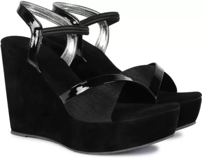 EASYLINE Women Wedges(Black , 5)