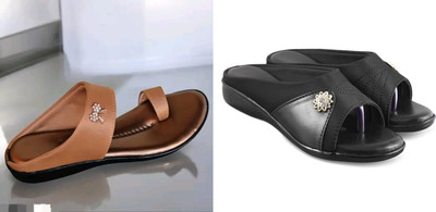 hunyza footwear Women Flats(Black, Brown , 6)