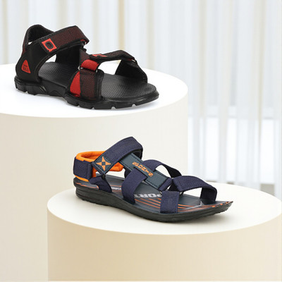 WOCMEC Men Sandals(Red, Blue , 6)