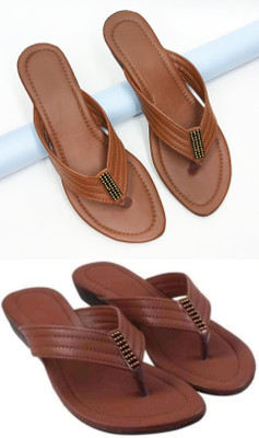 RTC ROYAL TRADING COMPANY Women Flats(Brown, Pink , 5)