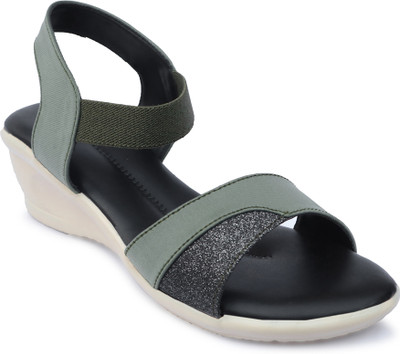 FancyHeels Women Slippers(Green , 7)