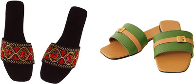 Dualstep Women Flats(Green, Brown, Black , 8)