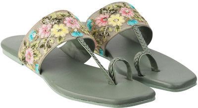 MOCHI Women Flats(Green , 5)