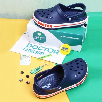 DOCTOR EXTRA SOFT Ultra Soft Casual Clogs/Sandals with Adjustable Back Strap for Gents/Boys D-502 Men Clogs(Navy , 9)