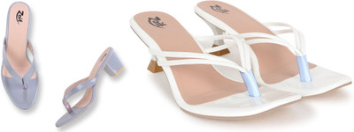 Zaif Women Heels(White, Grey , 7)