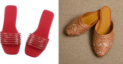 Dualstep Women Flats(Brown, Red , 4)